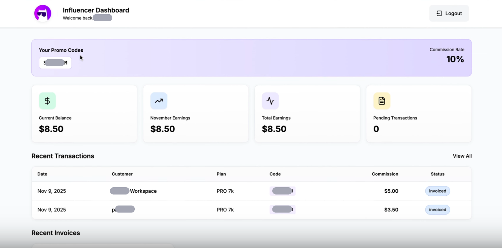 Creator dashboard